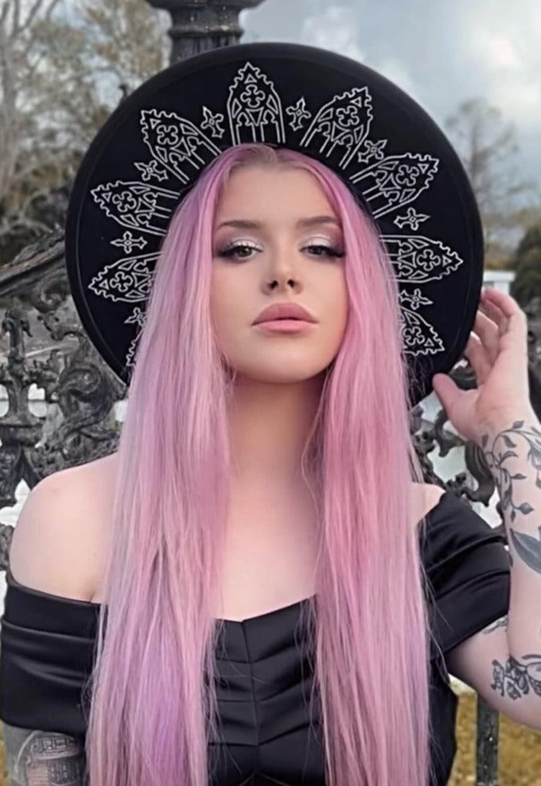 Vegan Felt Wide Brim Hat - Goth Witch Horror Fedora Hat - XL Brim