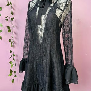 Nightshade - Dark Romantic Floral Mini Babydoll Dress - READY TO SHIP image 6