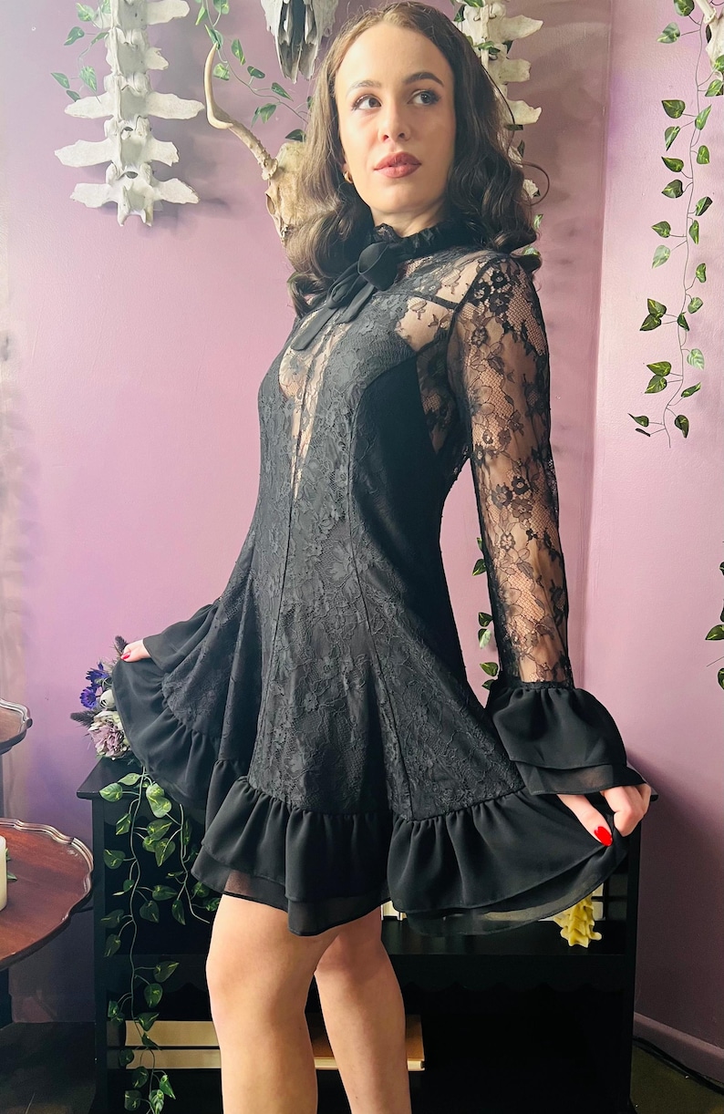 Nightshade - Dark Romantic Floral Mini Babydoll Dress - READY TO SHIP image 1