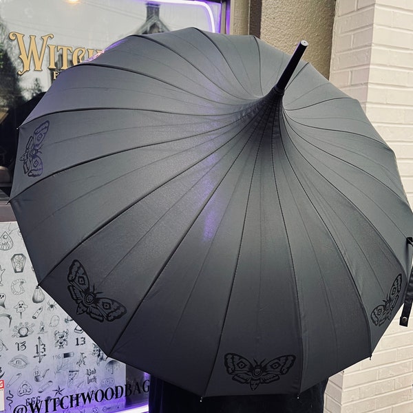 Death Moth Umbrella - Black on Black