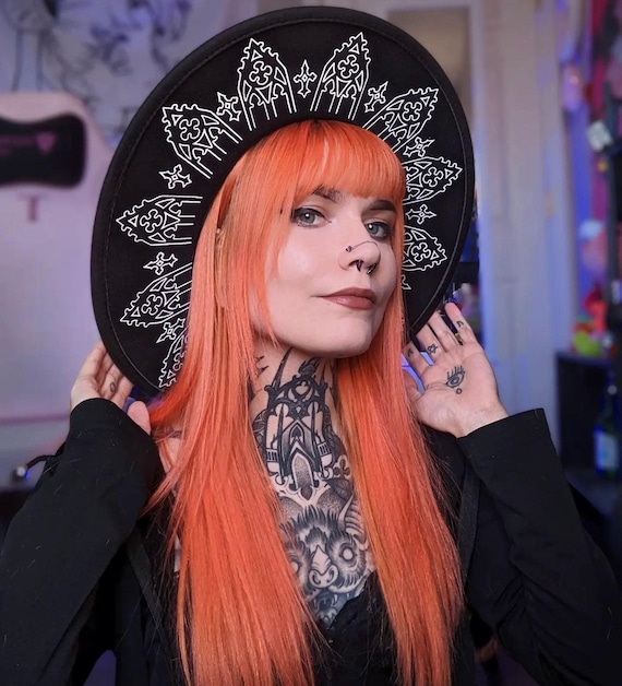 Vegan Felt Wide Brim Hat - Goth Witch Horror Fedora Hat - XL Brim