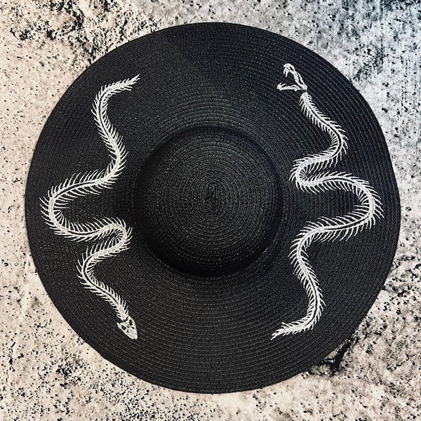 Floppy Sun Hat - XL Brim - Snake Skeleton