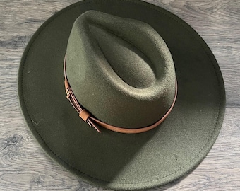 Fox & Fable - Vegan Felt Wide Brim Hat - XL - Olive - Plain