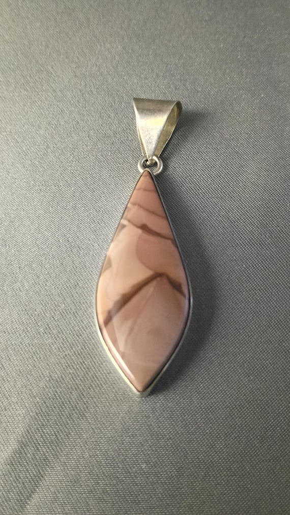 Elongated Kite Shaped Jasper Drop in Sterling Setting