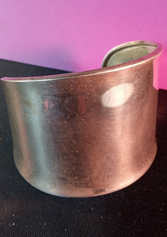 Large Modern Bold Silver Clamper Bracelet Made in… - image 5