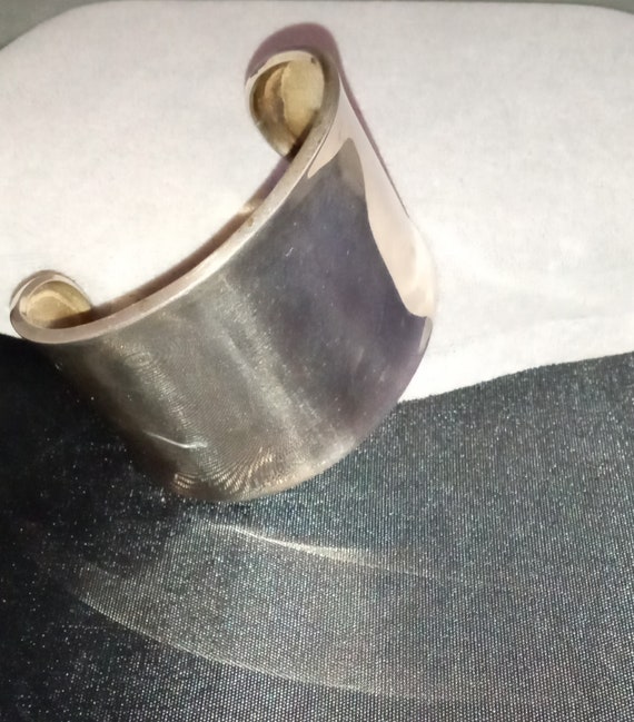 Large Modern Bold Silver Clamper Bracelet Made in… - image 2