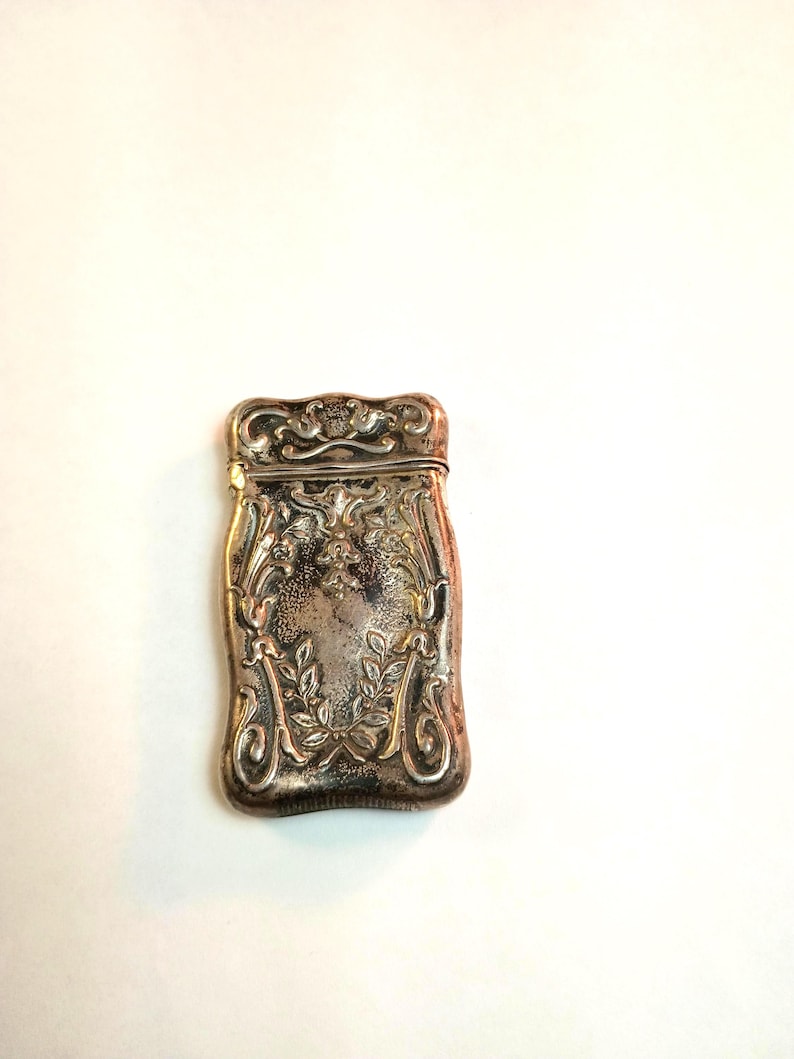 Antique Victorian Vesta Hinged Match Safe Sterling Silver Hinged Art ...