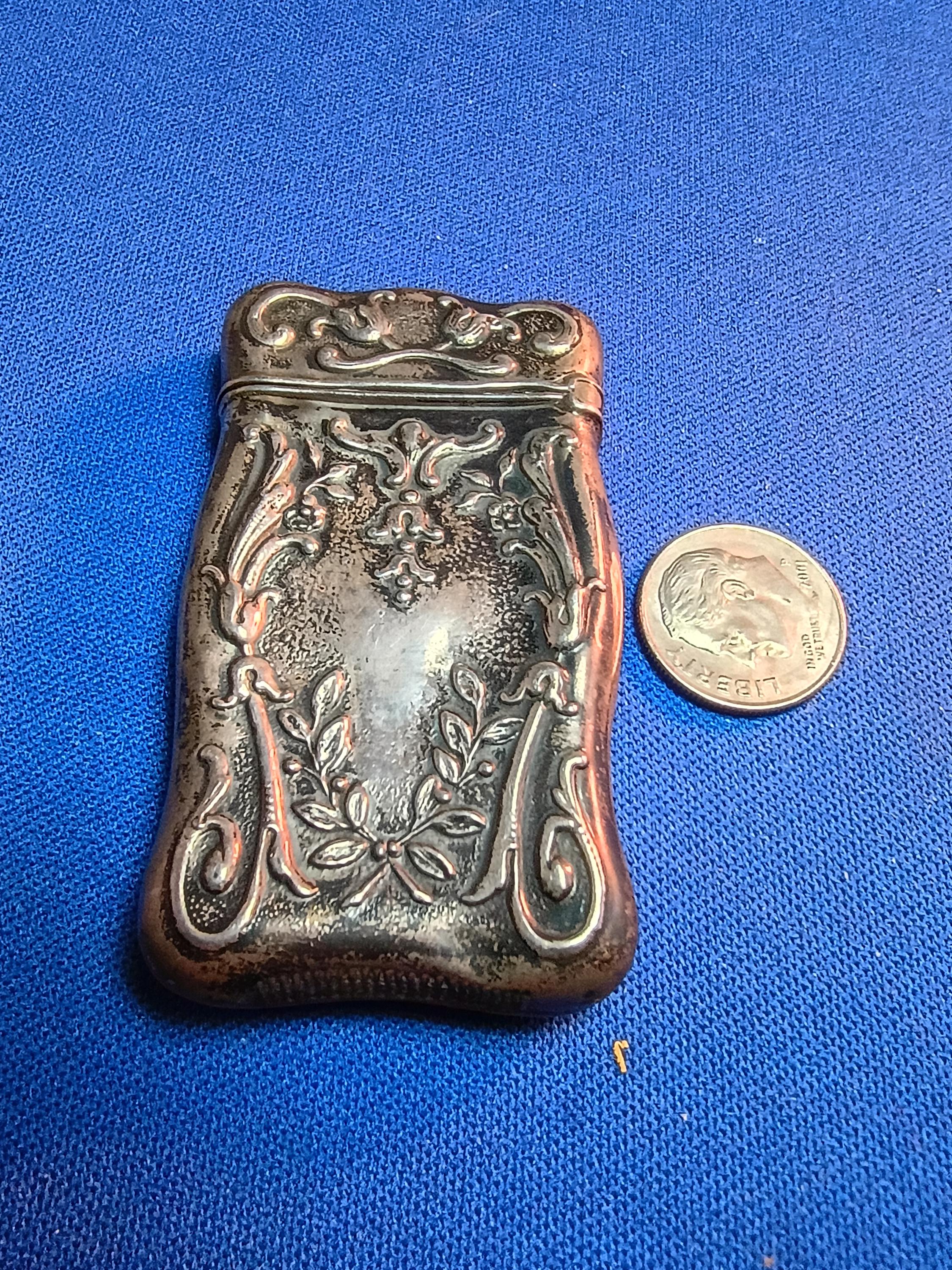 Antique Victorian Vesta Hinged Match Safe Sterling Silver Hinged Art ...
