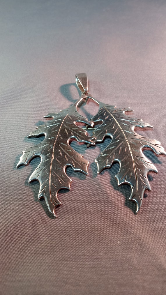 Pair of Leaves Sterling Pendant