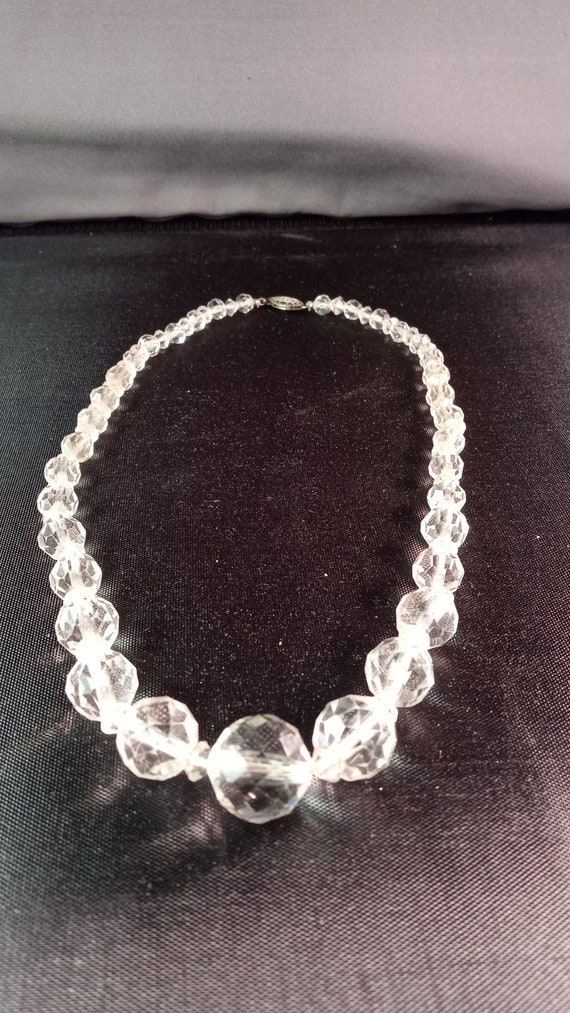 Graduated Crystal Bead Necklace with Silver Clasp