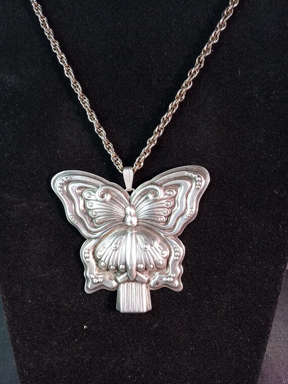 Reed and Barton Sterling Large Butterfly Pendant … - image 3