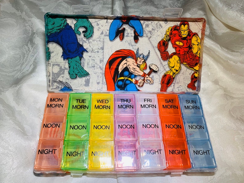 Marvel Pattern Pill Pack 7 day Pill and Vitamin Container