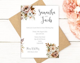 Wedding invitations, Boho rustic Wedding collection, RSVP, save the date, menu card, information card, table numbers, name cards