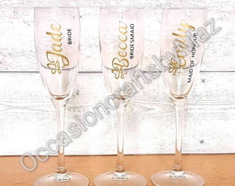 Hen party DIY champagne flute stickers ,Wedding glass DIY stickers, personalised glass stickers, champagne flute name sticker