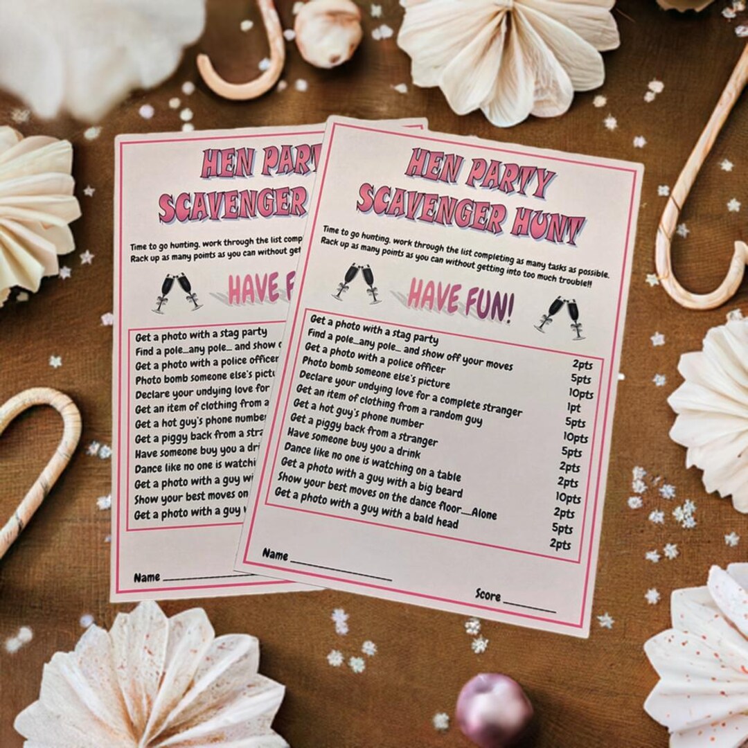 Hen Party Games, Scavenger Hunt Game, Hen Party Accessories, Hen Party Fun  Games, Hen Party Bag Fillers - Etsy UK