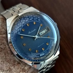 Vintage Mechanical watch Raketa, Men&#39;s watch with calendar, Rocket wrist watch, Gift for him, Thanksgiving gift
