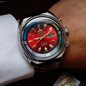 Japanese Orient King Diver Automatic Watch Vintage Japanese Red Dial