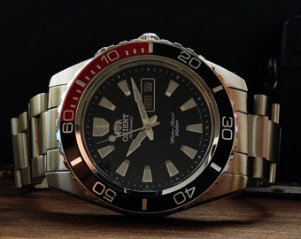 Vintage men&#39;s watch Orient automatic with calendar, big watch for men, waterproof watch, ORIENT MAKO