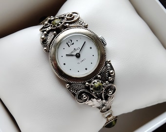 Vintage Veltina Women's Watch, Ornate Bracelet, 1990s Gift