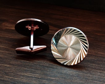 Vintage cufflinks made in the USSR, shiny men's cufflinks