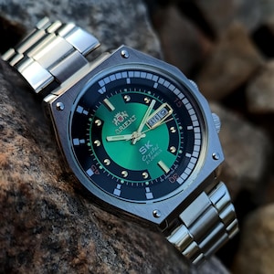 Japanese rare watch Orient Super King Diver, SK, automatic men&#39;s watches, calendar watches, 21 stones, green big watches for men