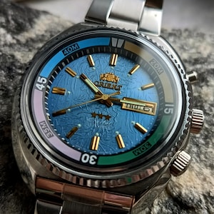 Rare Orient  Automatic Watch, Blue Dial, Stainless Steel