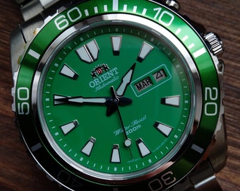Vintage Orient automatic men&#39;s watch with calendar, large watch for men, waterproof watch, ORIENT MAKO