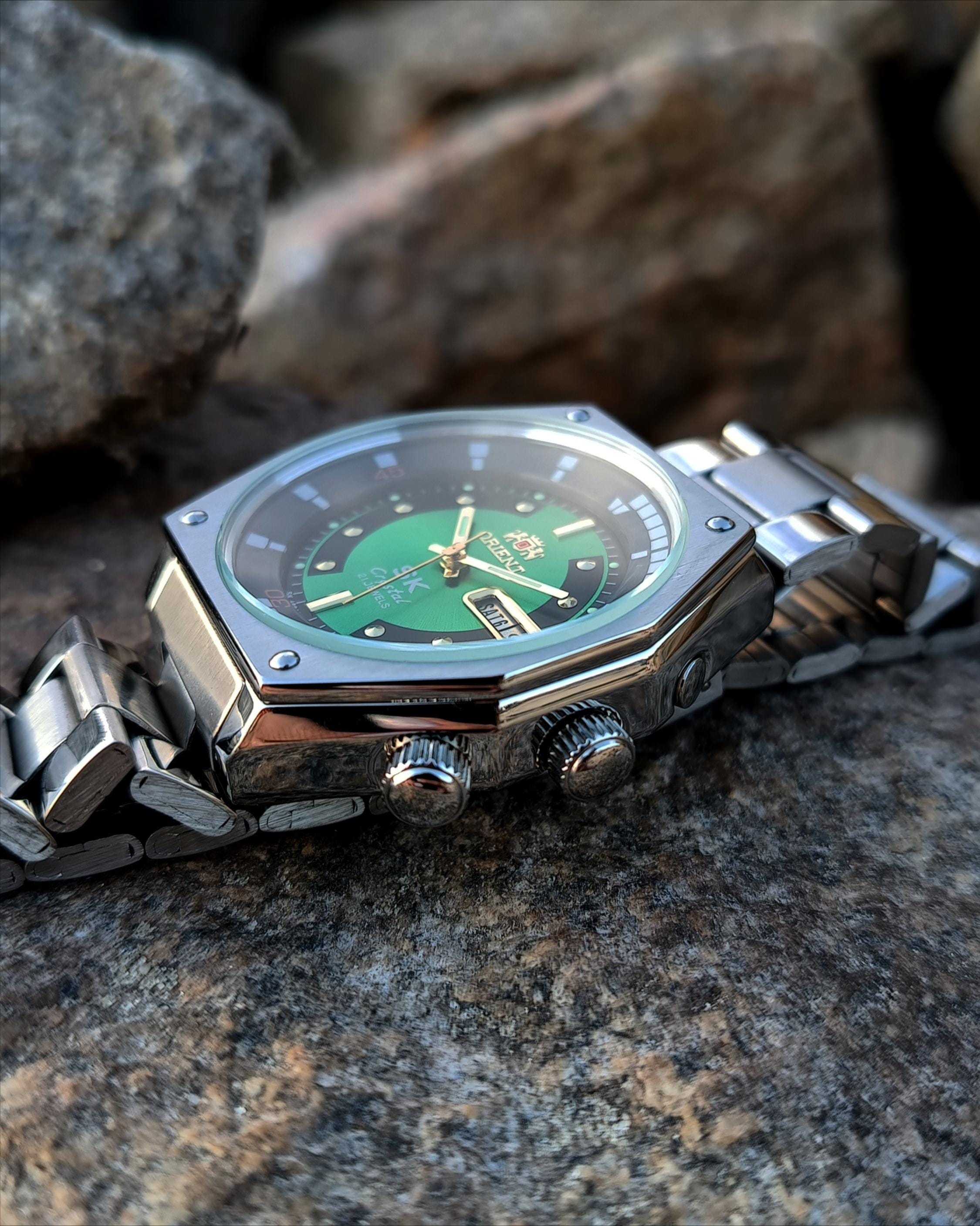 Vintage Orient Super King Diver Automatic Watch: Green Dial, 21