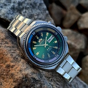 Japanese Rare Orient King Diver Watch Automatic Men&#39;s Watch Calendar Watch 21 Jewels Big Green Men&#39;s Watch