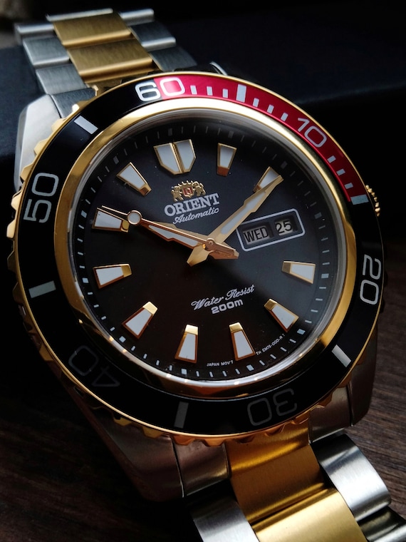 Vintage Men s Watch Gold Orient Automatic With Calendar Diver Sports Watch Black Big Watch for Men Waterproof Watch ORIENT MAKO Etsy