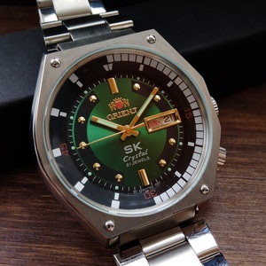 Japanese rare watch Orient Super King Diver, SK, automatic men's watches, calendar watches, 21 stones, green big watches for men