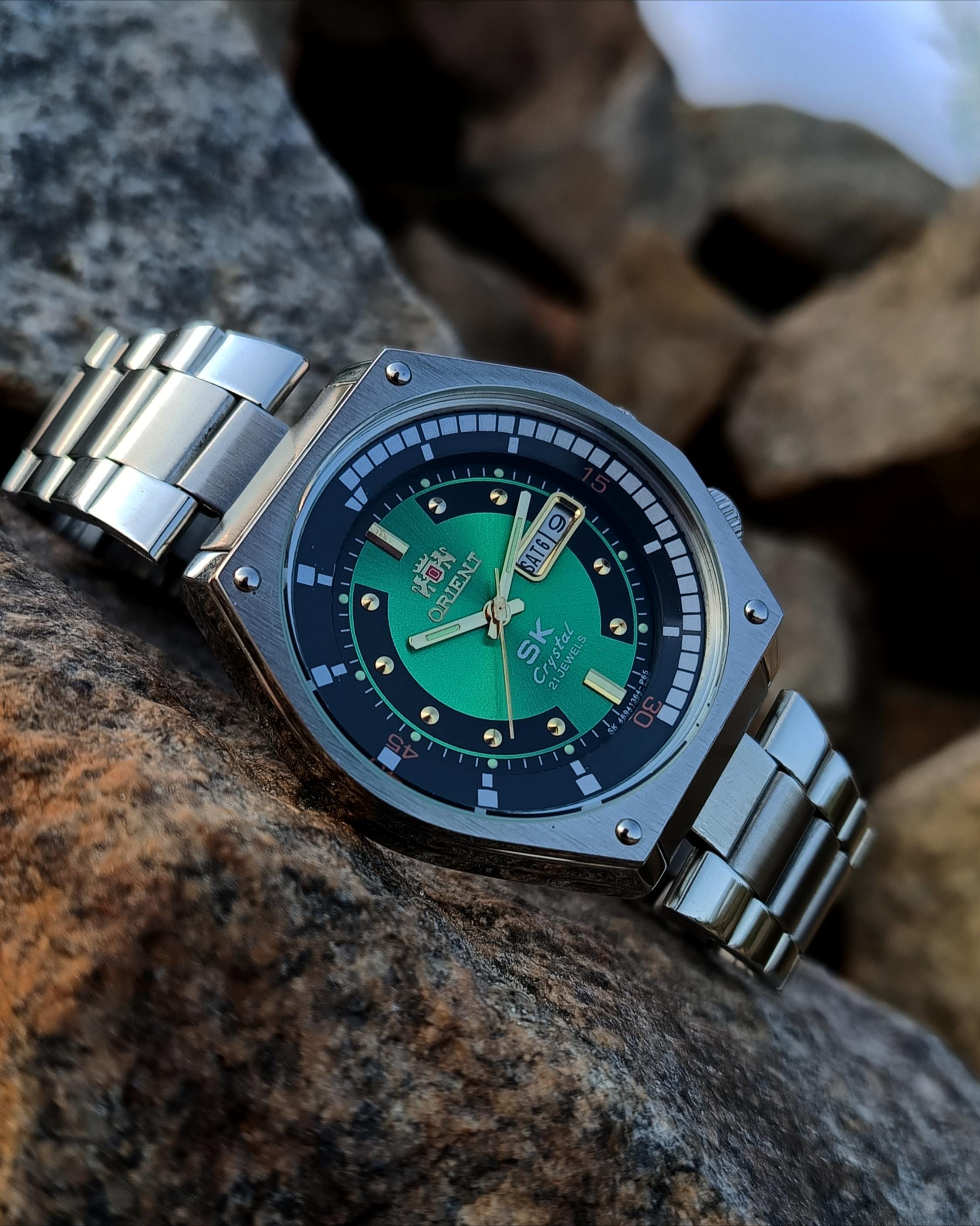 Vintage Orient Super King Diver Automatic Watch: Green Dial, 21
