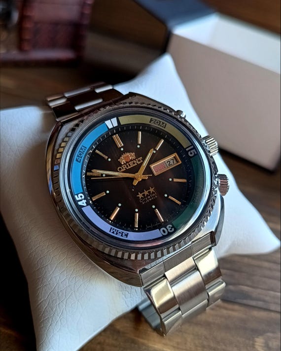 Reloj raro japones Orient King Diver relojes automaticos para hombre relojes con calendario 21 piedras relojes grandes marrones para hombre Etsy Espana
