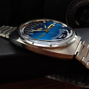 Japanische seltene Uhr Orient College Multi-Kalender, automatische Herrenuhren, Kalenderuhren, 21 Steine, blaue große Uhren für Männer Bild 5
