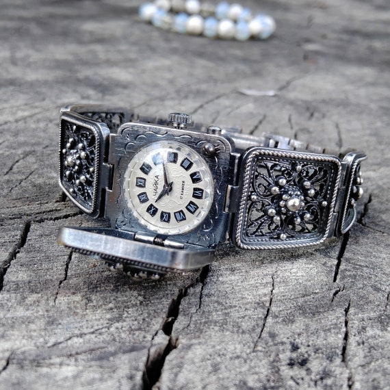 Reloj mecanico vintage para mujer Chaika anos 90 reloj de mujer con filigrana pulsera de reloj mecanico Etsy Espana