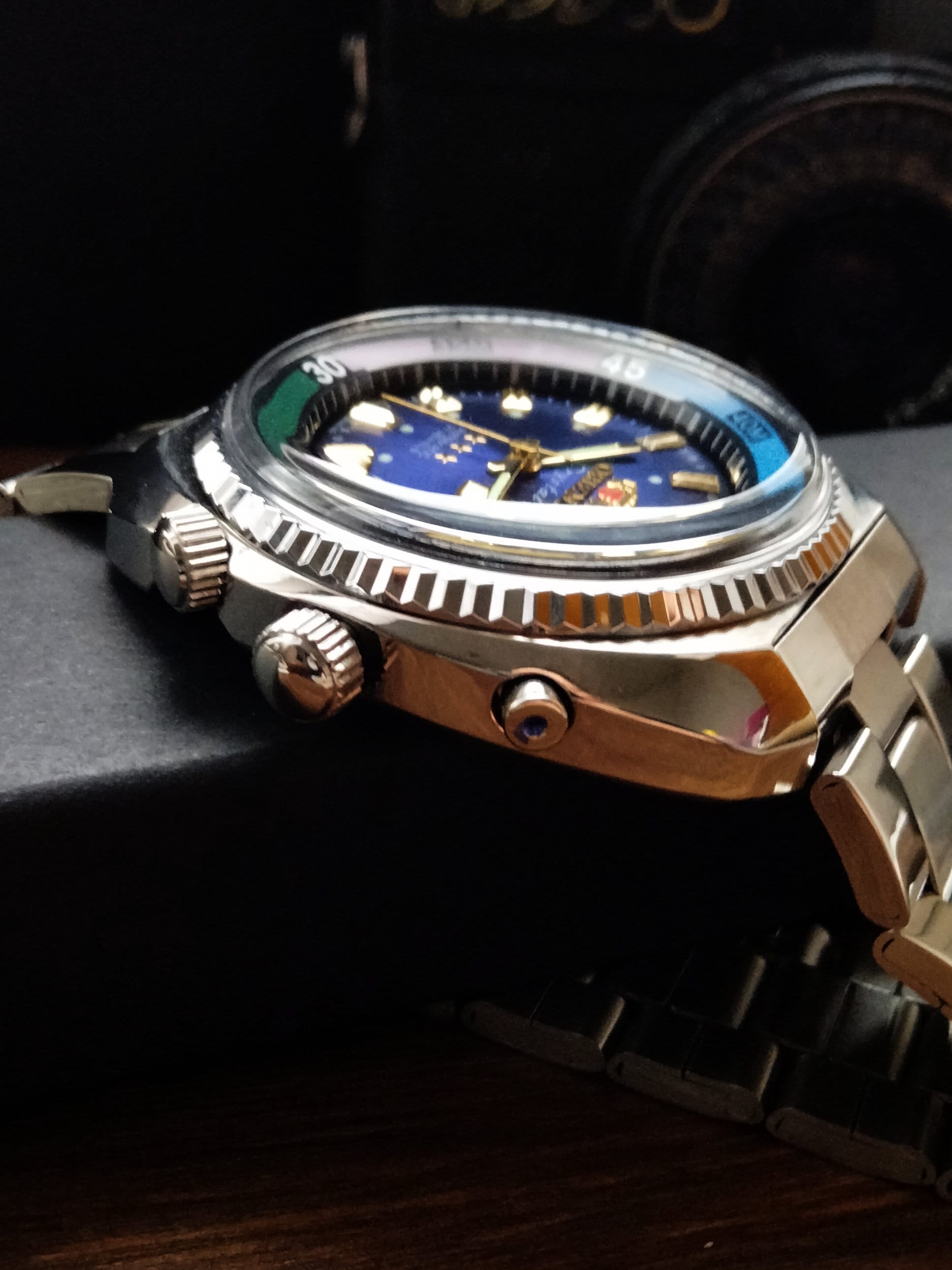 Vintage Orient King Diver Automatic Watch: Blue Dial
