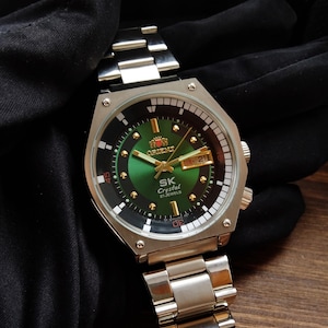 Grüne große Armbanduhr für Herren,Armbanduhr Orient Super King Taucheruhr