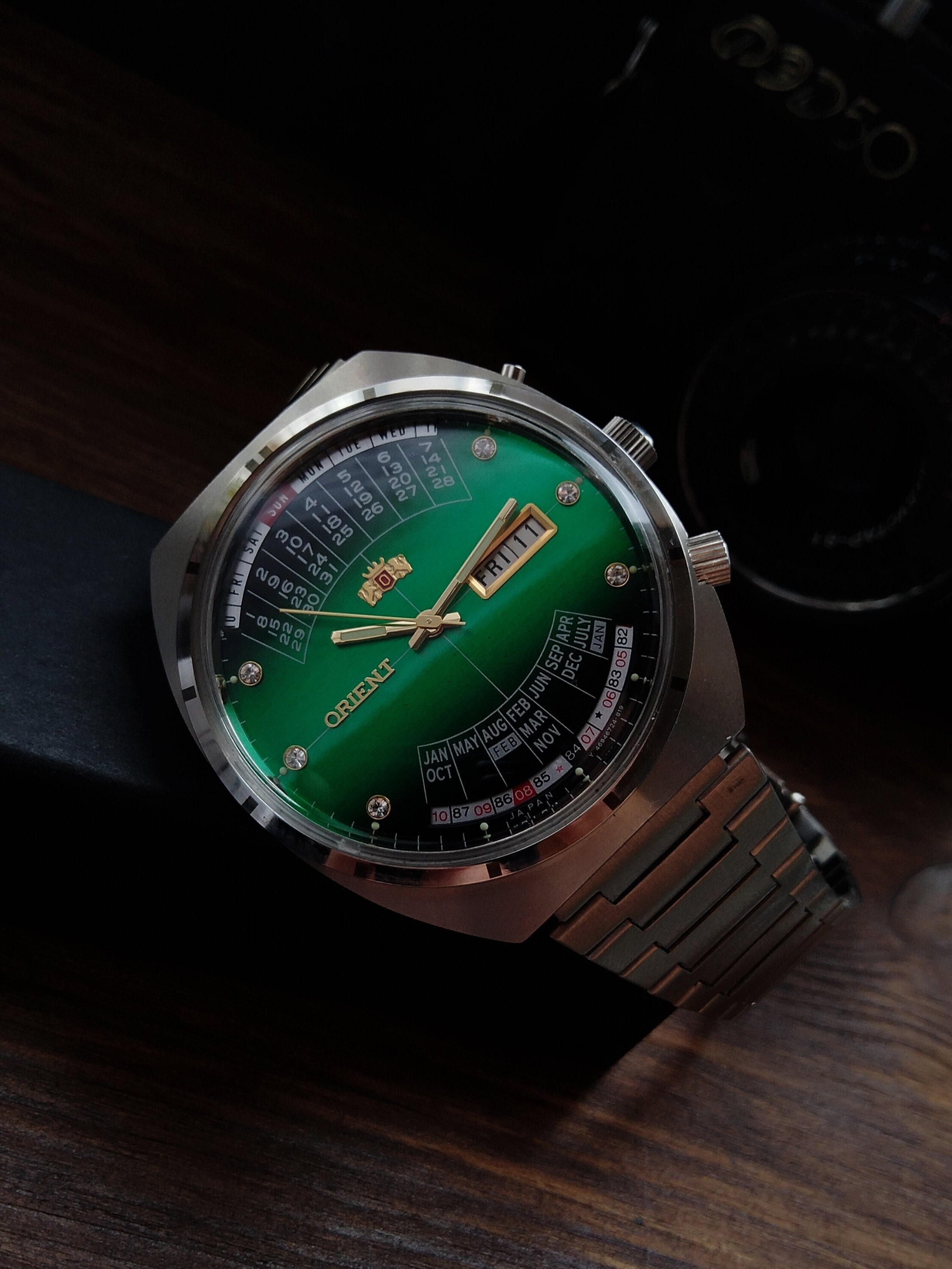Vintage Orient Multi-calendar Automatic Watch, Green Dial