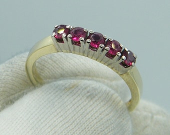 Antique ring 585 ruby ring 5 rubies 14ct gold ring white gold settings