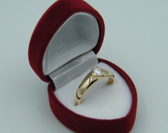 Zirkonia Ring Verlobungsring aus 585/- Gelbgold mit eine Zirkonia in transparente Farbe 14ct Damenring Womens Ring Gold Ring 14 k