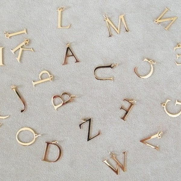 Goldanhänger Buchstaben A B C D E F G H  Letter 585 Gold Alphabet Anhänger Initialen aus Gelbgold 14k Goldbuchstaben massiv Gold 14ct