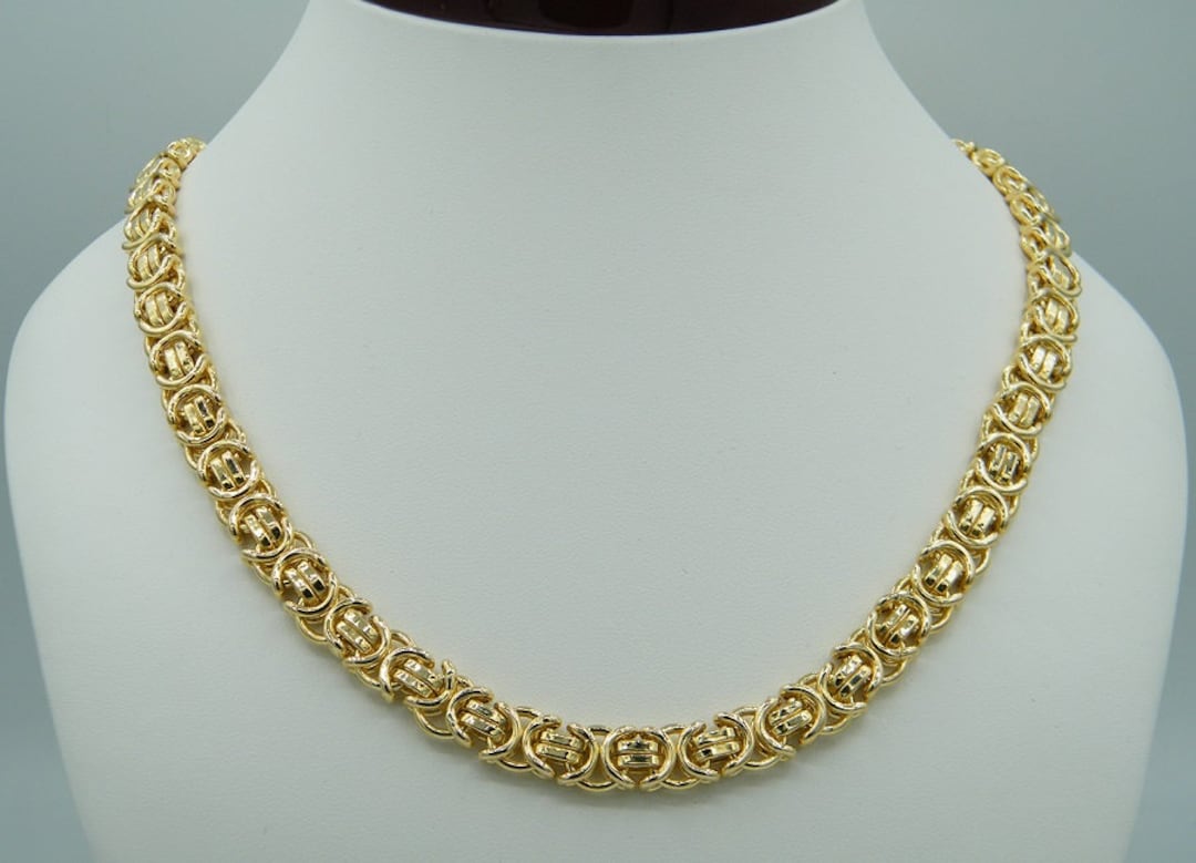 Königskette aus 585 Gold 14ct Goldkette 9mm breit 55cm lang Byzantine chain  flat king chain 14 k Solid Gold - Etsy.de