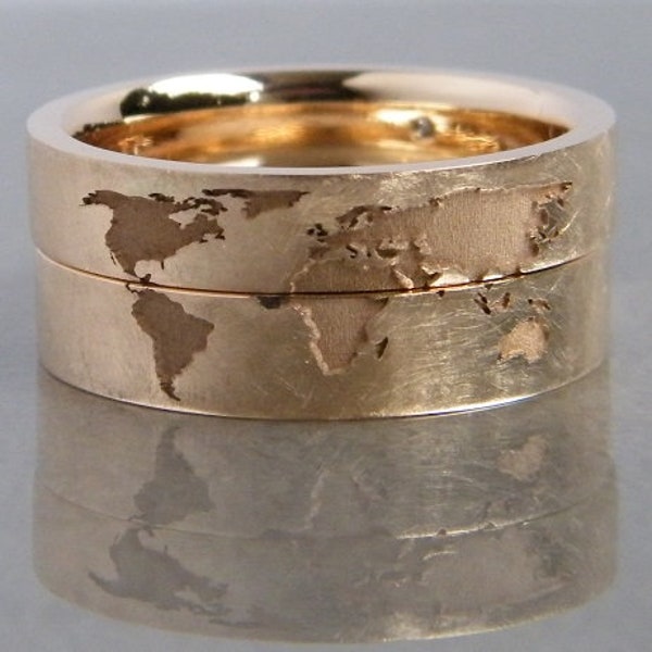 7 continents wedding rings world map made of 585 yellow gold unique gold rings wedding rings 14ct