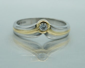 Platinum 950 and gold 750 ring with diamond - 0.1ct Top Wesselton VS / women's ring / women's elegant look / platinum - gold diamond ring