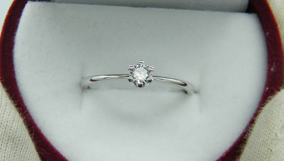 Anillo de compromiso solitario Anillo de diamantes 585 Oro blanco Diamante natural 0 20ct Wesselton VVS Anillos discretos Anillos push in Anillos de memorias Etsy Espana
