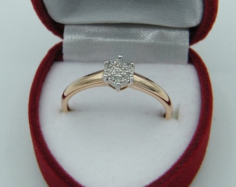 Diamond ring engagement ring made of 585/- rose gold 19 diamonds each 0.01 ct. 14ct Ladies Ring Womens Ring Gold Ring 14k