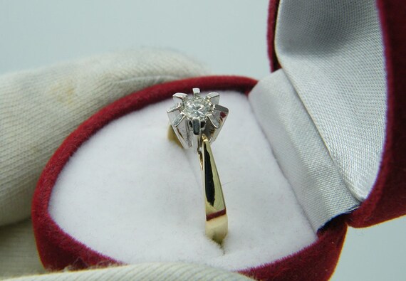 Bague diamant bague de fian ailles 585 or jaune diamant 0 33ct Top