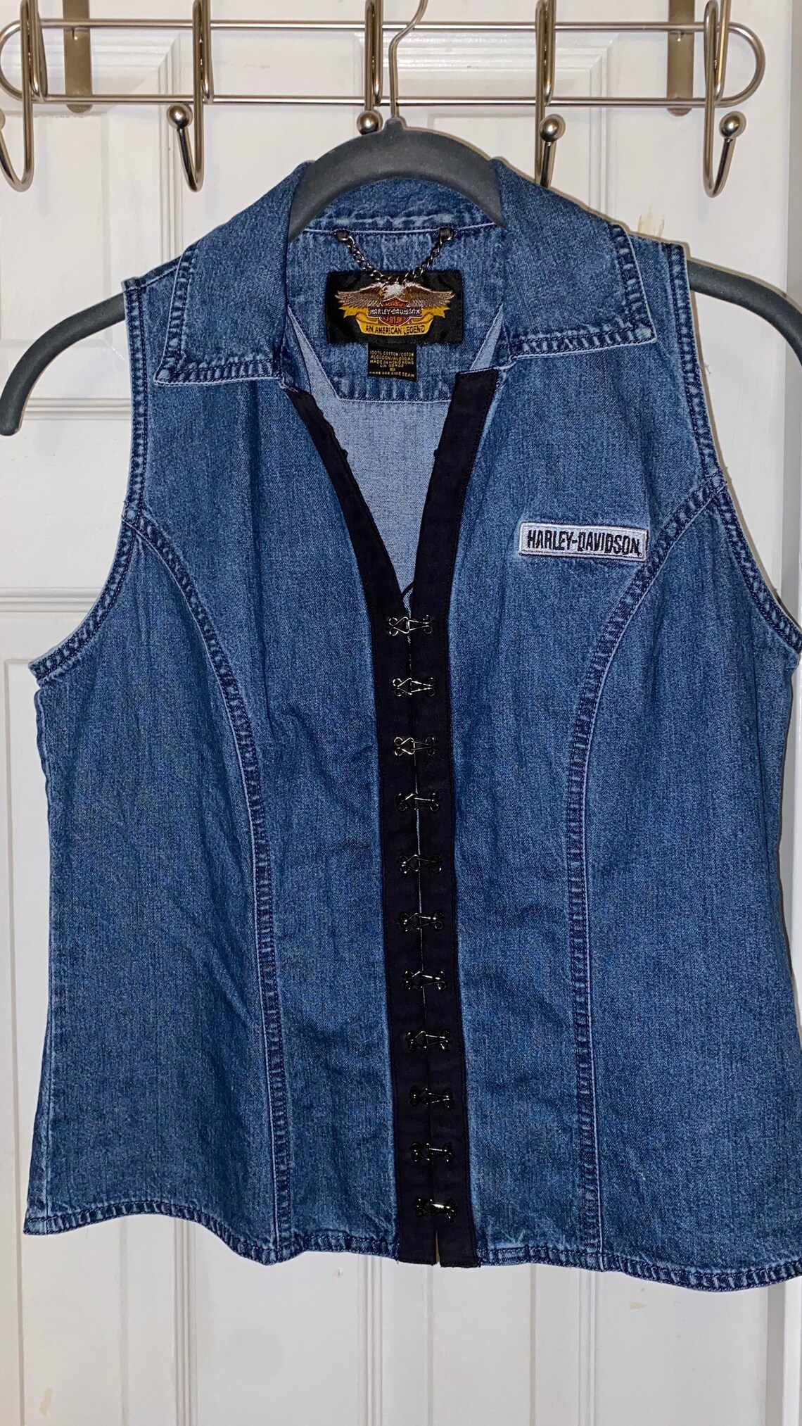 Vintage Harley Davidson womens denim vest Etsy