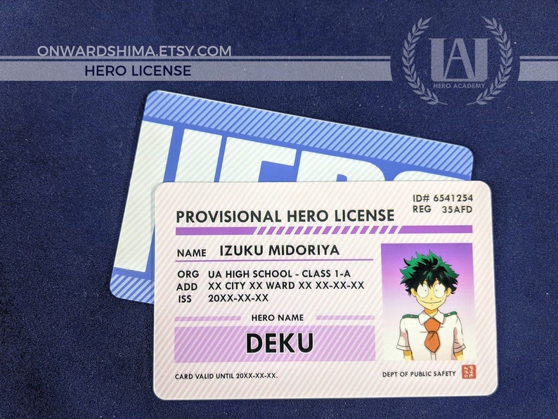 Deku Hero License My Hero Academia Provisional Hero License Etsy