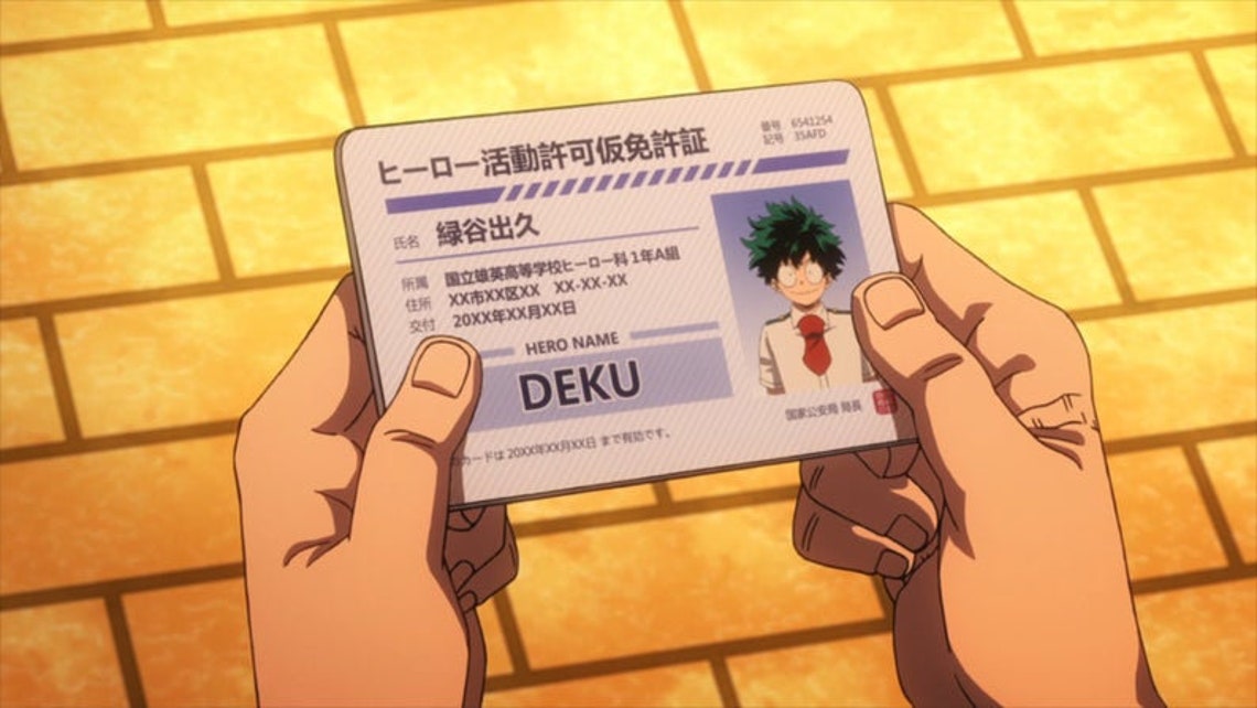 Deku Hero License My Hero Academia Provisional Hero License Etsy